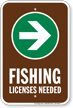 License Needed Right Arrow Fishing Sign