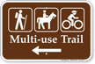Multi Use Trail Left Arrow Campground Sign