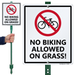 No Biking Allowed On Grass Sign