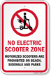 No Electric Motorized Scooter Zone Sign