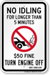 No Idling Sign for Delaware