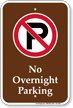 No Overnight Parking Campground Sign