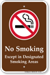 No Smoking Except In Smoking Area Sign