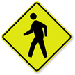 Pedestrian Crossing Symbol Fluorescent Diamond Grade School Sign