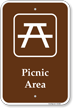 Picnic Area Camp Sign With Symbol