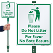 Bilingual Do Not Litter Sign