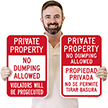 Private Property No Dumping Sign