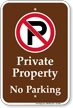 Private Property No Parking Campground Sign