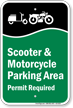 Scooter And Motorcycle Parking Area Permit Required Sign