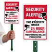 Security Alert 24 Hour Surveillance LawnBoss Sign