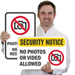 Security Notice No Photos Or Video Recording Allowed Sign