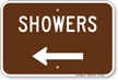Showers in Left, Campground Guide Sign