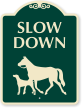 Slow Down Sign With Horse Dog Animals Symbols