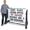 Portable Swinger Changing Message Sidewalk Sign   White
