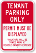 Tenant Parking, Display Permit, Reserved Parking Sign
