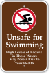 Bacteria In This Water Unsafe For Swimming Sign