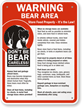 Bear Area - Store Food Properly Warning Sign