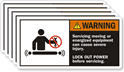 Warning Moving Energized Equipment Injury Label
