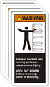 Warning Exposed Buckets Severe Injury Label