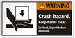 Crush Hazard Keep Hands Clear Lockout/Tagout Warning Label