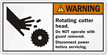 Rotating Cutter Head Disconnect Power Before Servicing Label