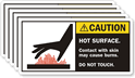 Caution Hot Surface Skin Burns Label