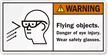 Flying Objects Wear Safety Glasses Label