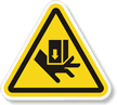 ISO Hand Crush Cut/Force from Above Warning Label