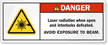 Danger Laser Radiation. Avoid Exposure To Beam Label