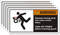 Exposed Moving Parts Can Cause Severe Injury Label