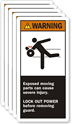 Warning Moving Parts Injury Lockout Label