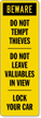 Beware, Lock Your Car Back Of Sign Decal