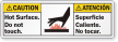 Bilingual Hot Surface Do Not Touch Caution Label