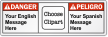 Customizable Bilingual Text ANSI Danger Label, Choose Clipart