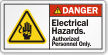 Electrical Hazards Authorized Personnel Only ANSI Danger Label