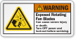 Exposed Rotating Fan Blades Cause Injury ANSI Label