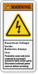 Hazardous Voltage Inside Batteries Always Live Warning Label