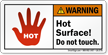 Hot Surface Do Not Touch Warning Label