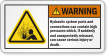 Hydraulic System Contain High Pressure ANSI Warning Label