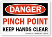 Danger Pinch Point Feet Clear Vinyl Label