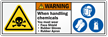 When Handling Chemicals Wear Faceshield, Gloves, Apron Label