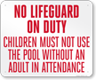 Alabama No Lifeguard On Duty Pool Sign