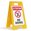 Attention No Diving Floor Sign