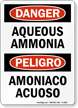 Bilingual Aqueous Ammonia Amoniaco Acuoso Sign