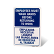 Employees Wash Hands Before Returning Bilingual Sign