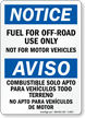 Fuel For Off Road Use Only Bilingual Notice Sign