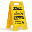 Condiciones De Heladas, Caution Icy Conditions Standing Sign