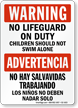 Bilingual No Lifeguard on Duty Warning Sign