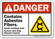 Contains Asbestos Fibers Avoid Creating Dust Sign