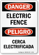 Danger Electric Fence Cerca Electrificada Sign